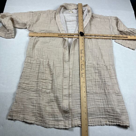 Eileen Fisher Relaxed Fit  Gauze Jacket Organic Cotton Blend Beige Pockets XXS - Picture 5 of 10